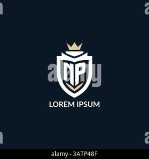 Initial letter NP shield and crown logo style, esport team logo design inspiration vector graphic Stock Vector