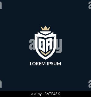 Initial letter OA shield and crown logo style, esport team logo design inspiration vector graphic Stock Vector