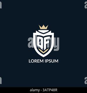 Initial letter QF shield and crown logo style, esport team logo design inspiration vector graphic Stock Vector
