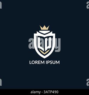 Initial letter LW shield and crown logo style, esport team logo design inspiration vector graphic Stock Vector