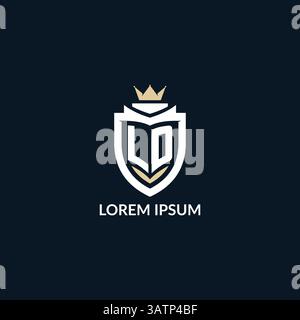 Initial letter LD shield and crown logo style, esport team logo design inspiration vector graphic Stock Vector