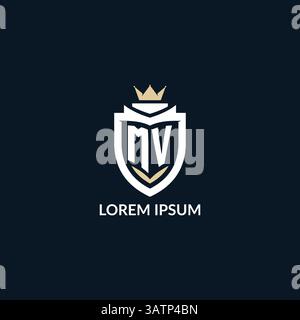 Initial letter MV shield and crown logo style, esport team logo design inspiration vector graphic Stock Vector