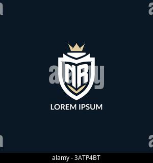Initial letter NR shield and crown logo style, esport team logo design inspiration vector graphic Stock Vector