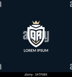 Initial letter QA shield and crown logo style, esport team logo design inspiration vector graphic Stock Vector