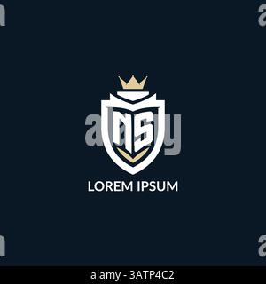Initial letter NS shield and crown logo style, esport team logo design inspiration vector graphic Stock Vector