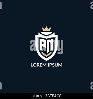 Initial letter PN shield and crown logo style, esport team logo design inspiration vector graphic Stock Vector
