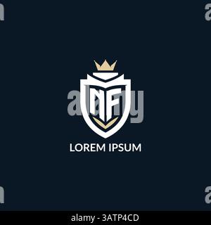 Initial letter NF shield and crown logo style, esport team logo design inspiration vector graphic Stock Vector