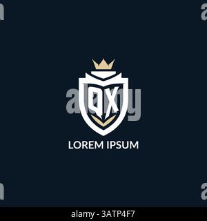 Initial letter QX shield and crown logo style, esport team logo design inspiration vector graphic Stock Vector
