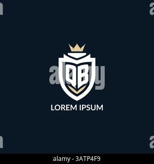 Initial letter QB shield and crown logo style, esport team logo design inspiration vector graphic Stock Vector