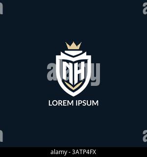 Initial letter NH shield and crown logo style, esport team logo design inspiration vector graphic Stock Vector