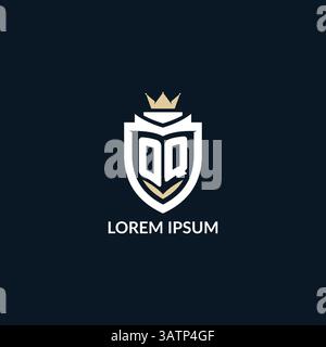 Initial letter OQ shield and crown logo style, esport team logo design inspiration vector graphic Stock Vector