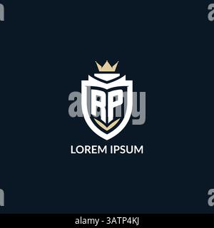 Initial letter RP shield and crown logo style, esport team logo design inspiration vector graphic Stock Vector