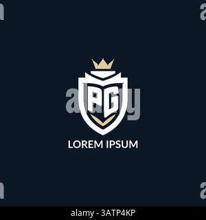 Initial letter PG shield and crown logo style, esport team logo design inspiration vector graphic Stock Vector