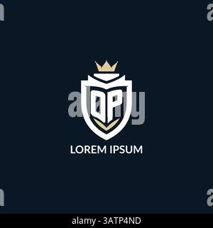Initial letter OP shield and crown logo style, esport team logo design inspiration vector graphic Stock Vector