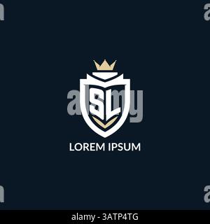 Initial letter SL shield and crown logo style, esport team logo design inspiration vector graphic Stock Vector