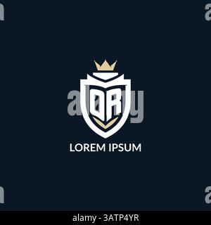 Initial letter OR shield and crown logo style, esport team logo design inspiration vector graphic Stock Vector