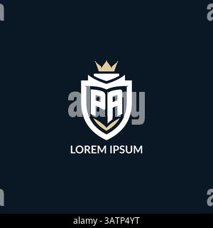 Initial letter PA shield and crown logo style, esport team logo design inspiration vector graphic Stock Vector
