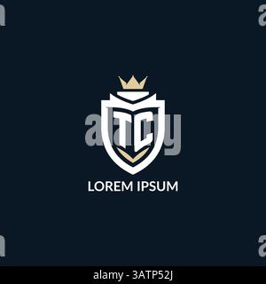 Initial letter TC shield and crown logo style, esport team logo design inspiration vector graphic Stock Vector