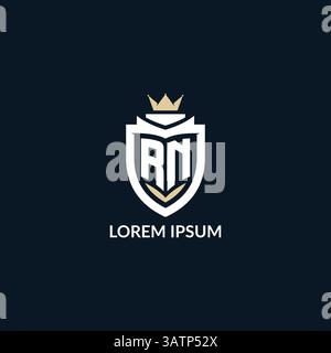 Initial letter RN shield and crown logo style, esport team logo design inspiration vector graphic Stock Vector