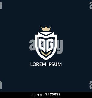 Initial letter QG shield and crown logo style, esport team logo design inspiration vector graphic Stock Vector