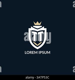 Initial letter TT shield and crown logo style, esport team logo design inspiration vector graphic Stock Vector