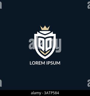 Initial letter QO shield and crown logo style, esport team logo design inspiration vector graphic Stock Vector