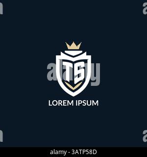 Initial letter TS shield and crown logo style, esport team logo design inspiration vector graphic Stock Vector