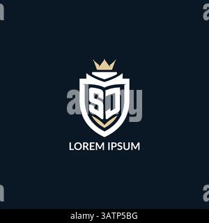 Initial letter SJ shield and crown logo style, esport team logo design inspiration vector graphic Stock Vector