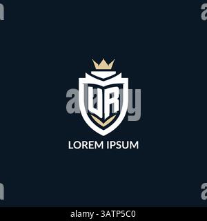 Initial letter UR shield and crown logo style, esport team logo design inspiration vector graphic Stock Vector