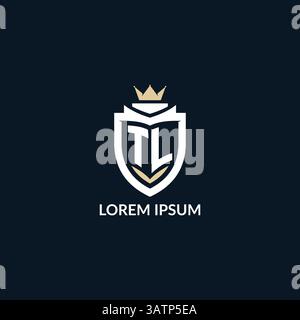 Initial letter TL shield and crown logo style, esport team logo design inspiration vector graphic Stock Vector