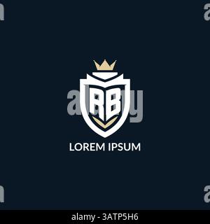 Initial letter RB shield and crown logo style, esport team logo design inspiration vector graphic Stock Vector