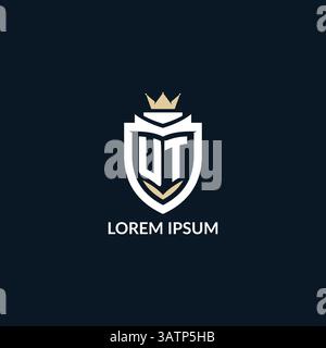 Initial letter UT shield and crown logo style, esport team logo design inspiration vector graphic Stock Vector