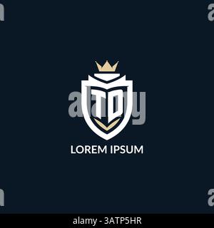 Initial letter TD shield and crown logo style, esport team logo design inspiration vector graphic Stock Vector