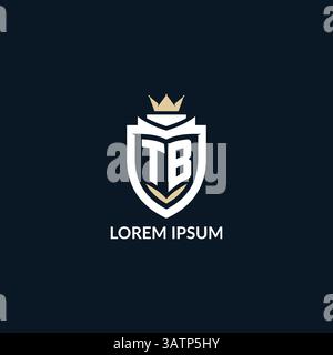 Initial letter TB shield and crown logo style, esport team logo design inspiration vector graphic Stock Vector