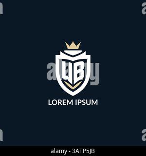 Initial letter WB shield and crown logo style, esport team logo design inspiration vector graphic Stock Vector