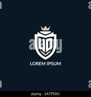 Initial letter WD shield and crown logo style, esport team logo design inspiration vector graphic Stock Vector