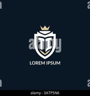 Initial letter TI shield and crown logo style, esport team logo design inspiration vector graphic Stock Vector