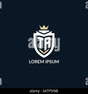 Initial letter TA shield and crown logo style, esport team logo design inspiration vector graphic Stock Vector