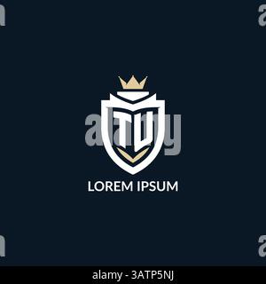 Initial letter TU shield and crown logo style, esport team logo design inspiration vector graphic Stock Vector