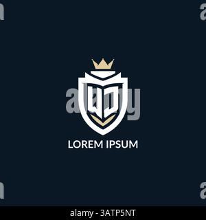 Initial letter WJ shield and crown logo style, esport team logo design inspiration vector graphic Stock Vector