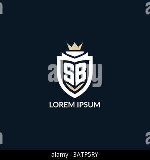 Initial letter SB shield and crown logo style, esport team logo design inspiration vector graphic Stock Vector
