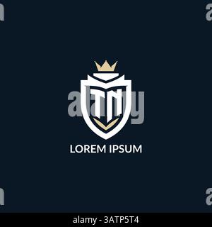 Initial letter TN shield and crown logo style, esport team logo design inspiration vector graphic Stock Vector
