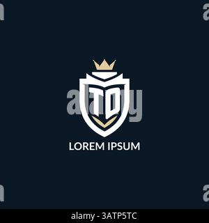 Initial letter TO shield and crown logo style, esport team logo design inspiration vector graphic Stock Vector
