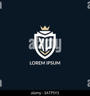 Initial letter XW shield and crown logo style, esport team logo design inspiration vector graphic Stock Vector