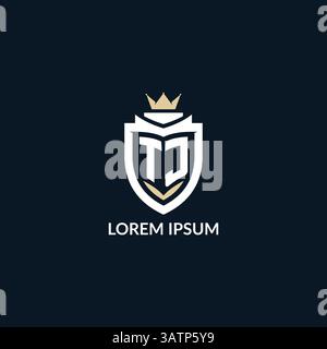 Initial letter TJ shield and crown logo style, esport team logo design inspiration vector graphic Stock Vector