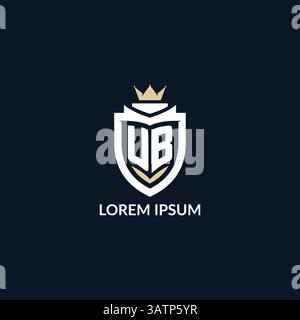 Initial letter UB shield and crown logo style, esport team logo design inspiration vector graphic Stock Vector