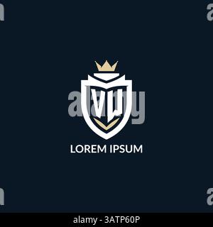 Initial letter VW shield and crown logo style, esport team logo design inspiration vector graphic Stock Vector