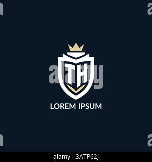 Initial letter TH shield and crown logo style, esport team logo design inspiration vector graphic Stock Vector