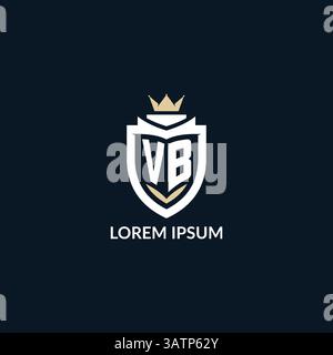 Initial letter VB shield and crown logo style, esport team logo design inspiration vector graphic Stock Vector