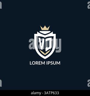 Initial letter VJ shield and crown logo style, esport team logo design inspiration vector graphic Stock Vector